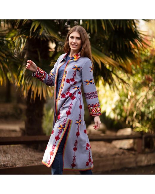 Antra Designs The Steel Blue Aztec Coat