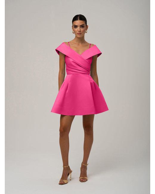 Tia Dorraine Pink Easy To Love Flared Satin Mini Dress Hot