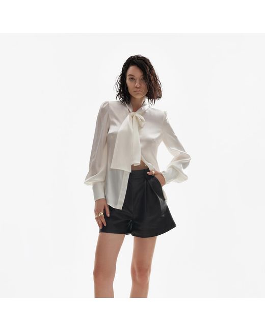Lita Couture White Silk Pussy-Bow Shirt
