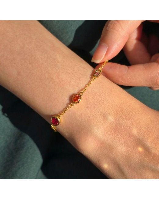 Harfi Metallic Geometric Multicolour Gemstone Plated Bracelet
