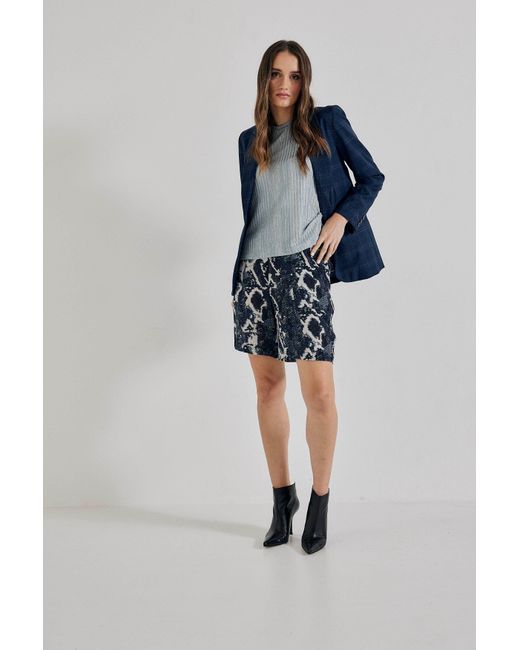 Lindsay Nicholas New York Blue Laura Sleeveless Crew Neck
