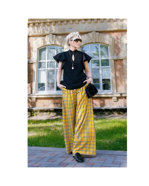 Julia Allert Yellow Button Front Palazzo Trousers