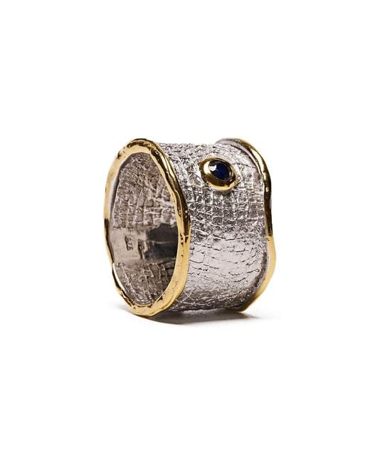 German Kabirski Gray Nedrila Iconic Design Blues Sapphire Textured Ring