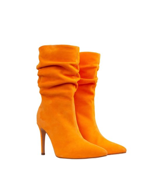 Ginissima Orange Suede Leather Eva Boots