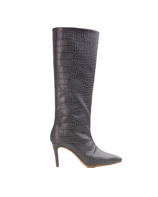 Ginissima Gray Ilona Embossed Leather Boots, Under Knee
