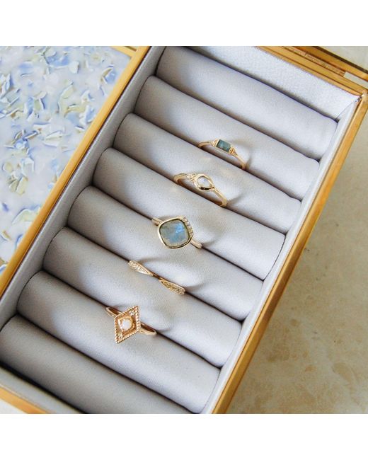 Zohreh White Grecian Labradorite Stone Ring 9K