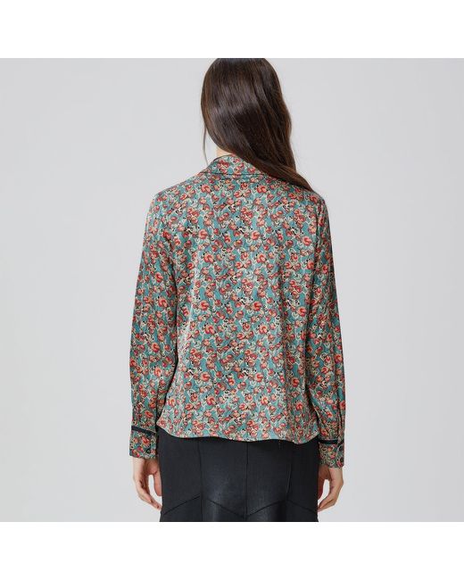 Smart and Joy Brown Ascot-Tie Flower Print Shirt