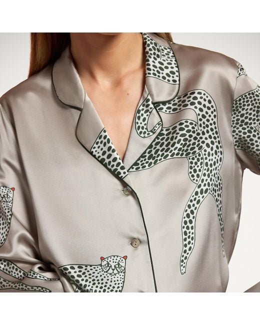 Piola Gray Silk Pyjama Shirt Long Sleeves