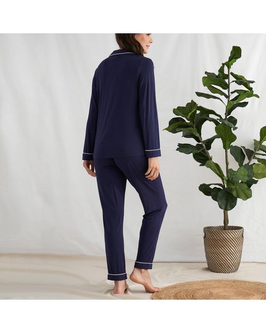 Pretty You London Blue Bamboo Long Sleeved Trouser Pyjama Set