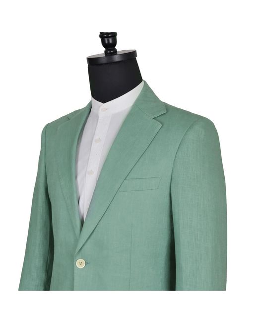 DAVID WEJ Green Hugo Linen Single Breasted Blazer for men