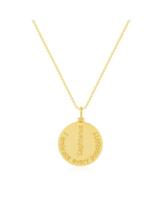 Azura Jewelry New York Metallic Sagittarius Zodiac Mantra Necklace Vermeil