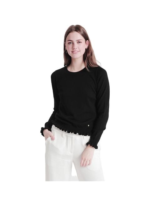 tirillm Black Aspen Merino Wool Sweater With Frills