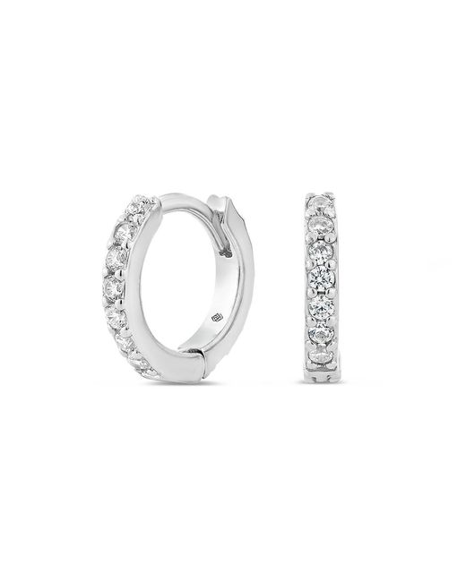 SALLY SKOUFIS Metallic Light Huggie Earrings With Made Cz Diamond Stimulant