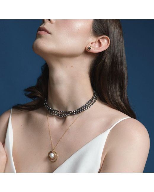 Pearl Code Metallic Univers Baroque Pearl Necklace — -Filled Double Circle Pendant