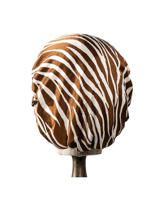 Soft Strokes Silk Brown Pure Mulberry Silk Double Layer Bonnet Zebra