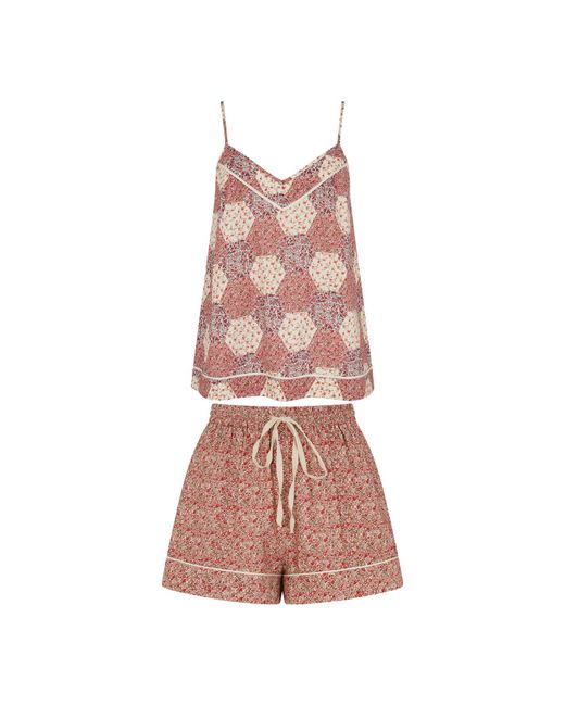 Lily and Lionel Camilla Cami & Short Pyjama Set Aster Patchwork Pink