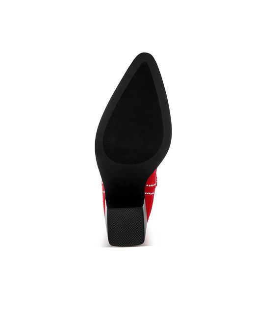 Rag & Co Red Latafa Rhinestones Embellished Cowboy Boots