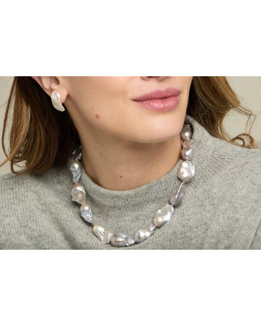 Pearls of the Orient Online Metallic Decus Large Cultured Freshwater Baroque Pearl Necklace
