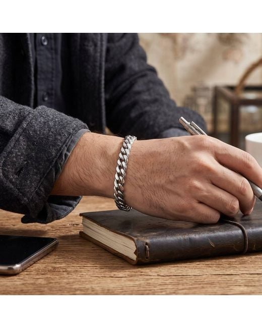 Harfi Metallic Cuban Curb Chain Bracelet For for men