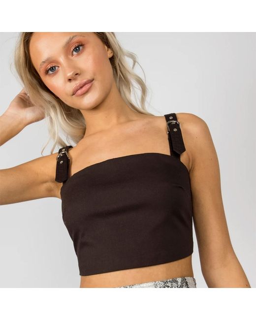 Ettie Black Buckle Strap Crop Top