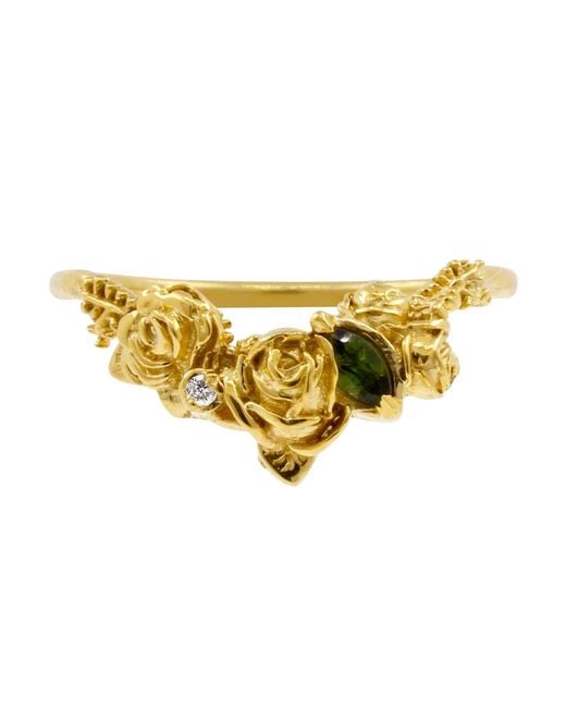 Lee Renee Yellow Rose Chevron Ring Diamond & Tourmaline– Gold
