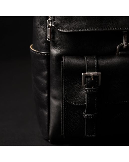 Time Resistance Black Large Leather Backpack