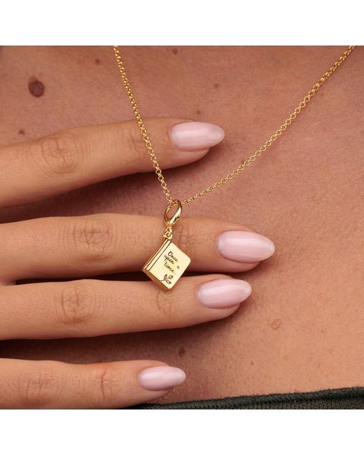 Lily Charmed Metallic Plated Story Book Charm Necklace