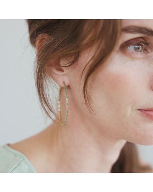 Linda Fiore Metallic Adeline Mint Enamel Hoop Earrings Vermeil