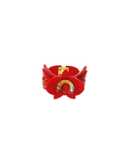 Gissa Bicalho Red Acrylic Handmade Bracelet Orchid Deco