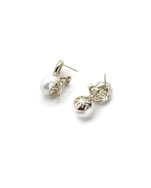 VicStoneNYC Fine Jewelry Metallic Elegant Shiny Pearl Drop Earrings