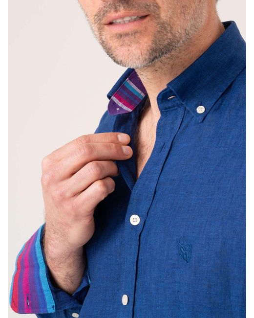 Koy Clothing Blue Royal Linen Shirt for men