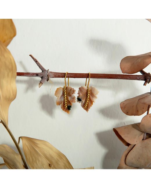 Milou Jewelry Metallic Agate Leaf Earrings