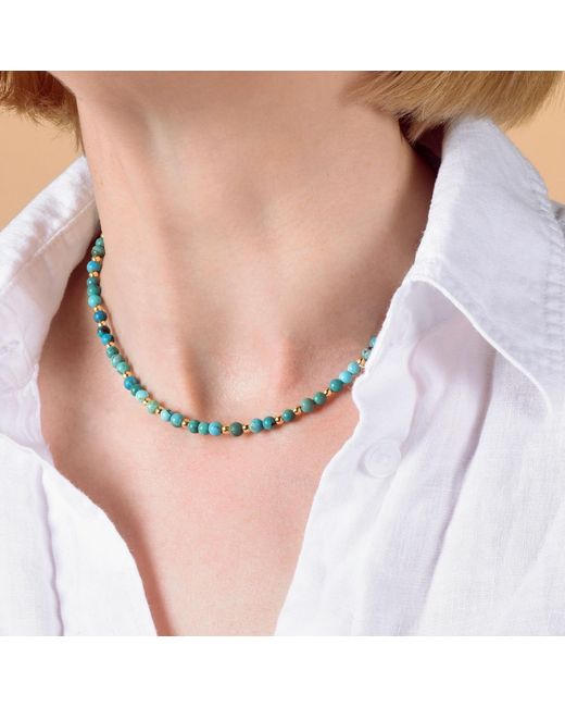 Nellou Jewellery Blue Jewel Bead December Birthstone Necklace Plated Sterling