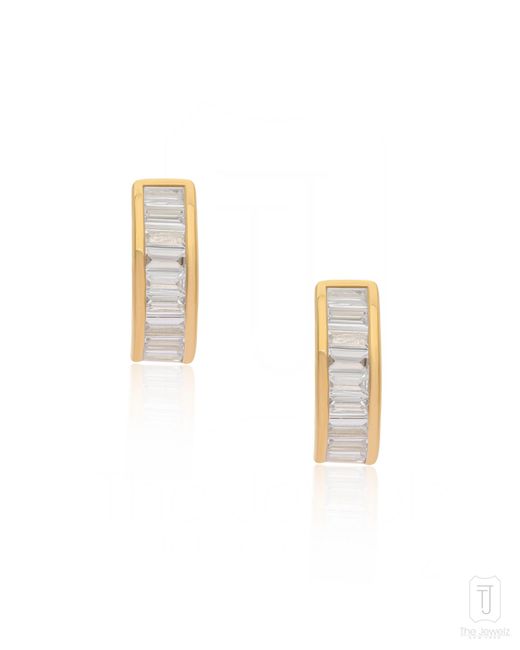 The Jewelz White Neutrals 'City Gleam' 925 Huggies Earrings