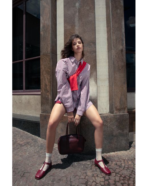 Mafalda Red Claire Wine Mary-Jane Flats