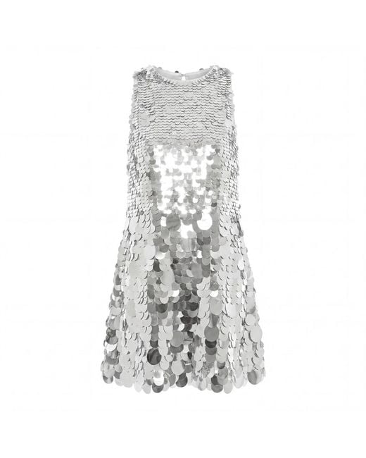Mac Duggal Gray Paillette Sequin Sleeveless Mini Dress