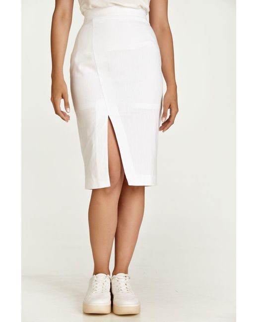 Conquista White Denim Style Pencil Skirt