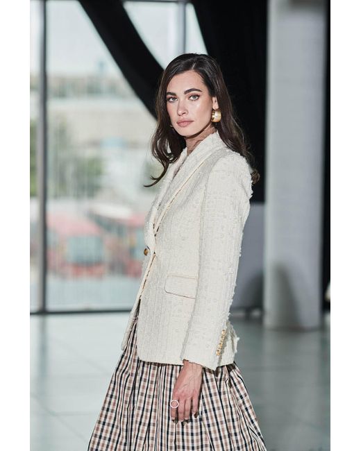 The Extreme Collection White Neutrals Double-Breasted Blazer Ivory Giotto