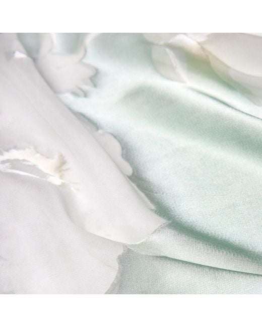 Asyii Multicolor Neutrals Printed Floral Devore Silk Square