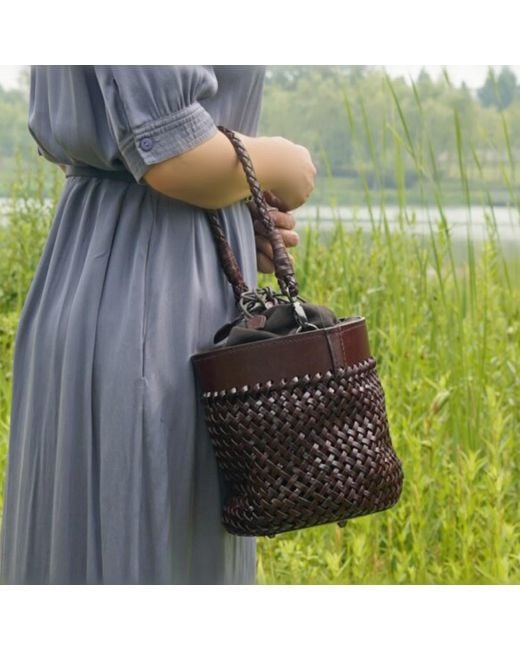 Rimini Black Hand Weaving Leather Shoulder Bag