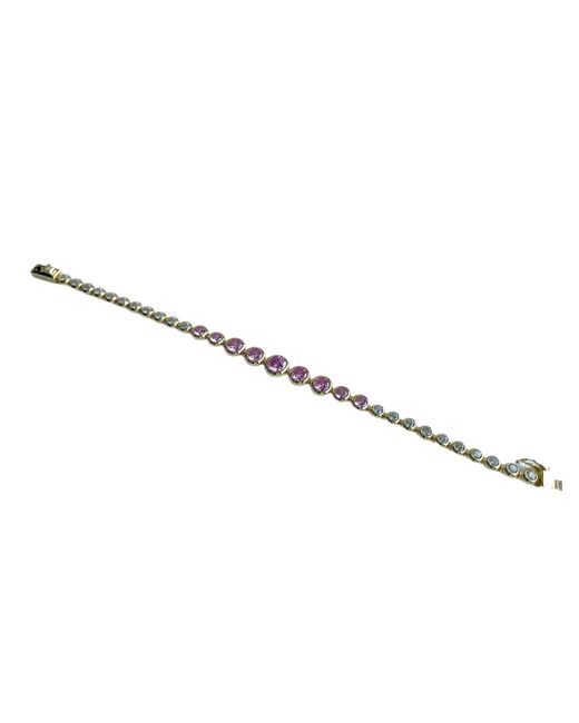 Laura Gray Metallic Diamond Crystal Round Bezel Tennis Bracelet