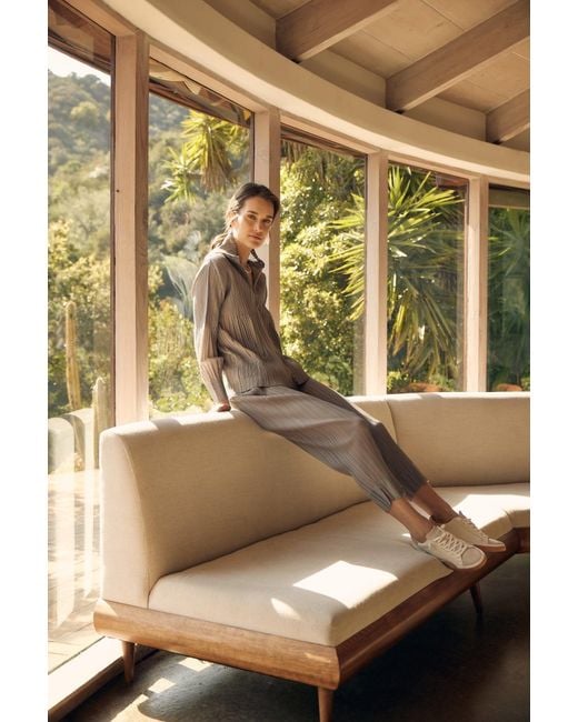 Wild Cosmos Gray Vanessa Zip Up Hooded Plissé Satin Jacket