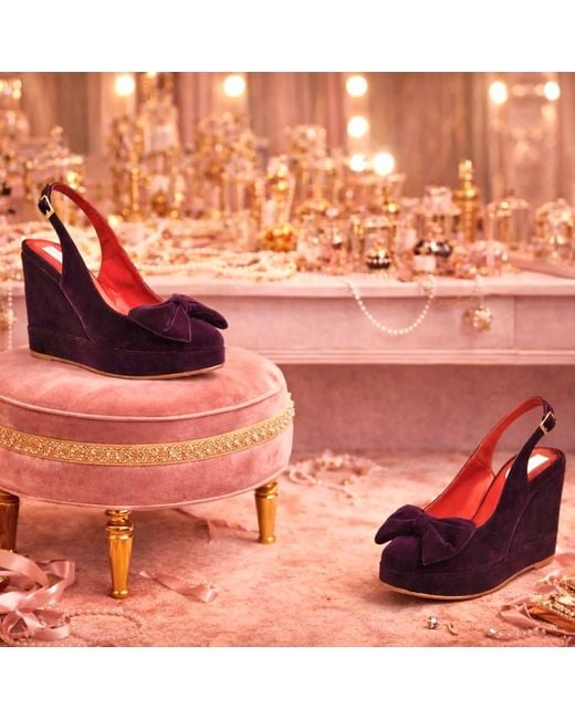 Rosamund Muir London Red Toscana Dark Velvet Wedges