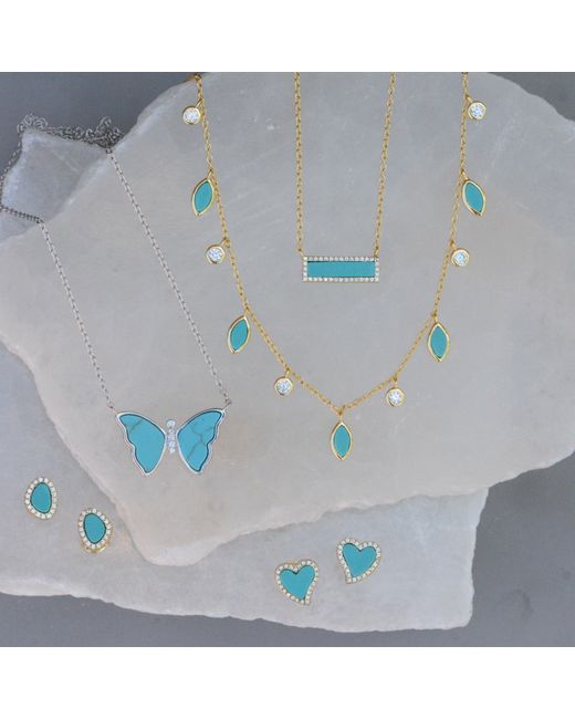 KAMARIA Blue Reflection Bar Necklace With Crystals
