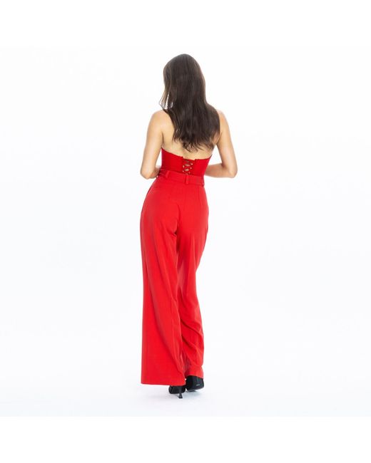 Angelika Jozefczyk Red High-Waisted Wide-Leg Trousers Sanremo