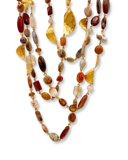 Jaredjamin Metallic Geo Twist Gemstone Linked Necklace