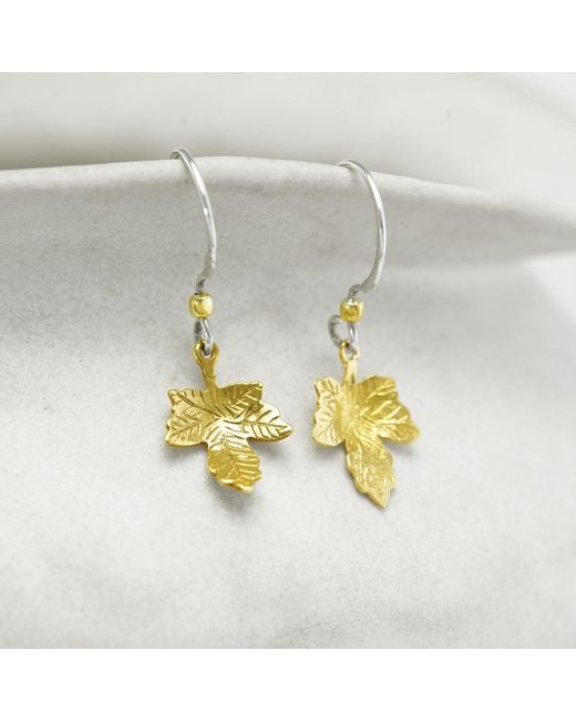 Isla Silver Metallic Vermeil Maple Leaf Drop Earrings
