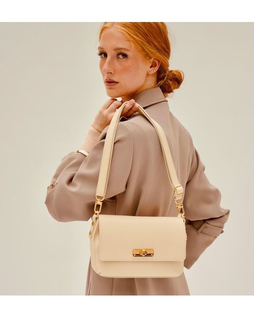 Apatchy London Natural Neutrals The Maisie Midi Stone Leather Bag