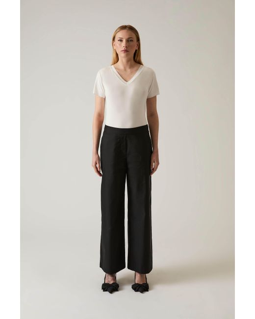 James Lakeland Black Cotton Trousers