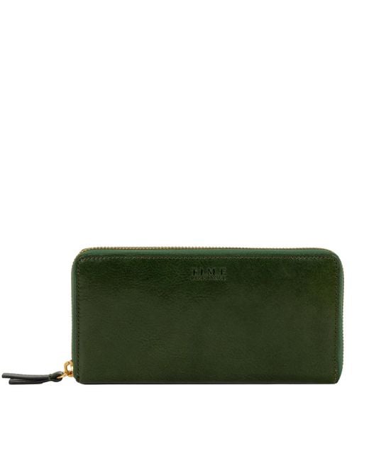 Time Resistance Green Leather Continental Wallet